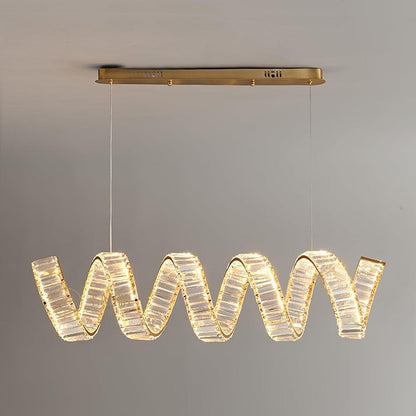 Contemporary Curved LED Crystal Chandelier