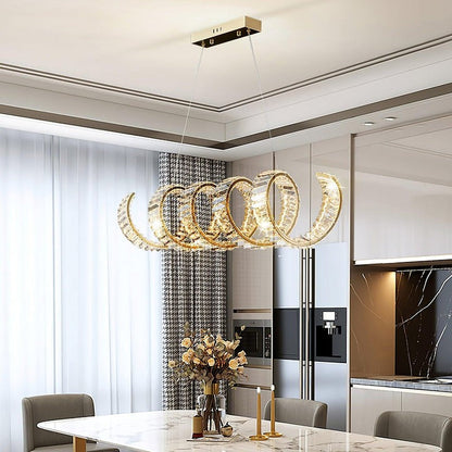 Contemporary Curved LED Crystal Chandelier
