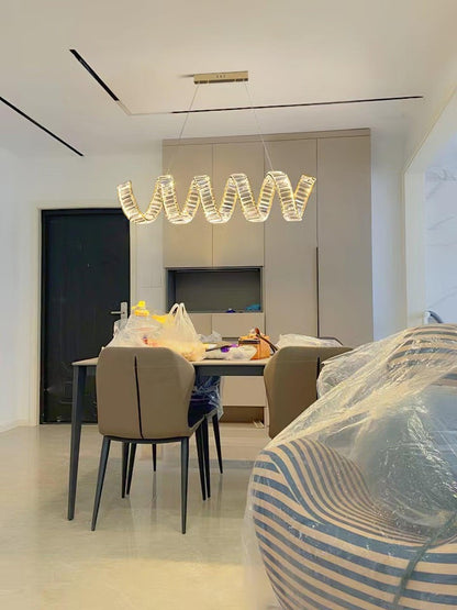 Contemporary Curved LED Crystal Chandelier