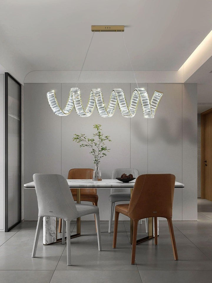 Contemporary Curved LED Crystal Chandelier