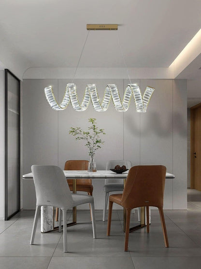 Contemporary Curved LED Crystal Chandelier