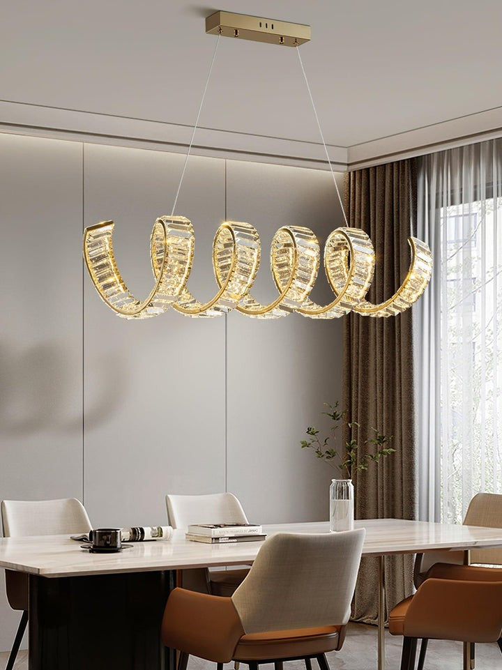 Contemporary Curved LED Crystal Chandelier