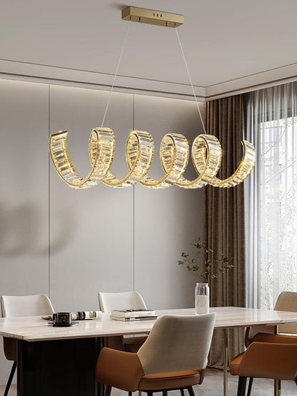 Contemporary Curved LED Crystal Chandelier