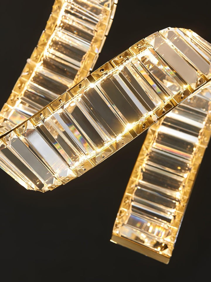 Contemporary Curved LED Crystal Chandelier