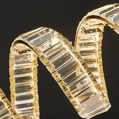 Contemporary Curved LED Crystal Chandelier