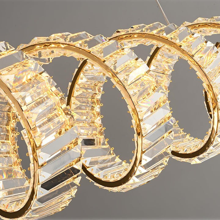 Contemporary Curved LED Crystal Chandelier