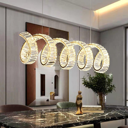 Contemporary Curved LED Crystal Chandelier