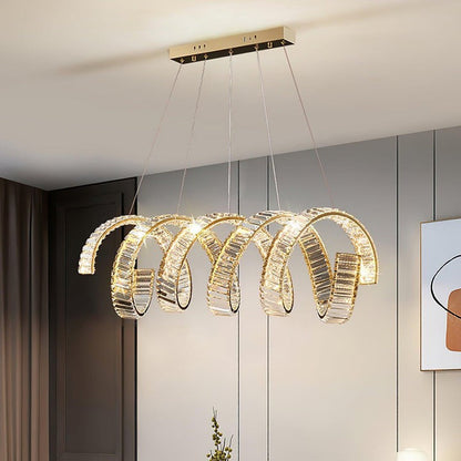 Contemporary Curved LED Crystal Chandelier