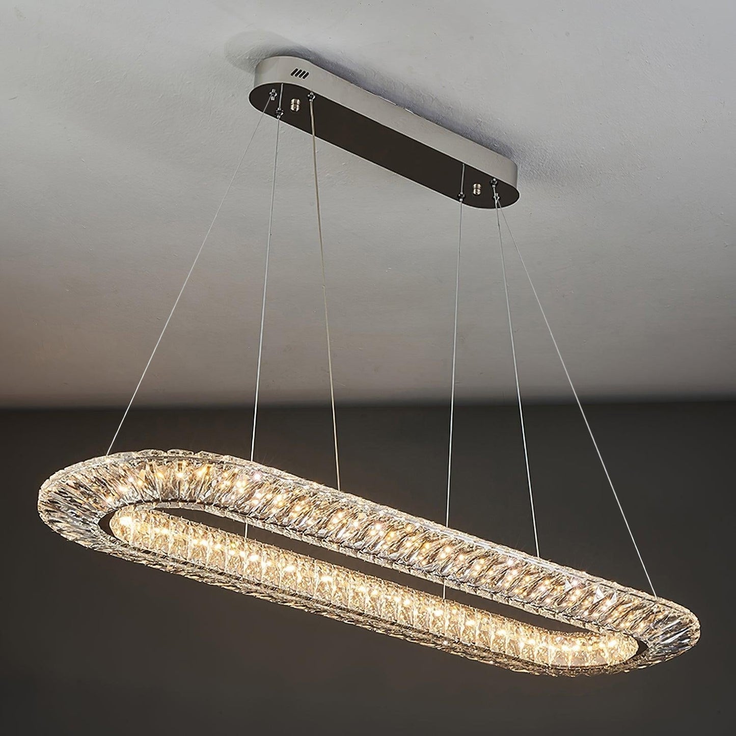Contemporary Geometric LED Crystal Chandelier
