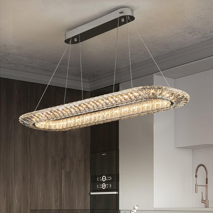 Contemporary Geometric LED Crystal Chandelier