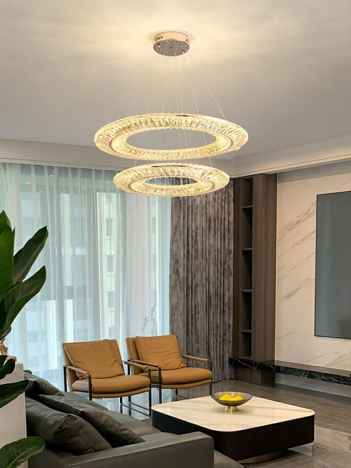 Contemporary Geometric LED Crystal Chandelier