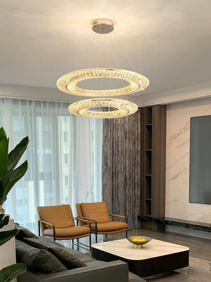 Contemporary Geometric LED Crystal Chandelier