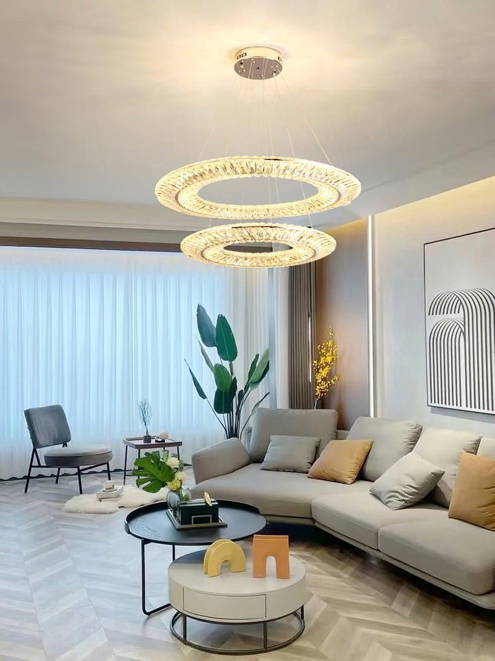 Contemporary Geometric LED Crystal Chandelier