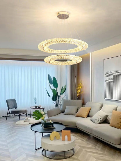 Contemporary Geometric LED Crystal Chandelier