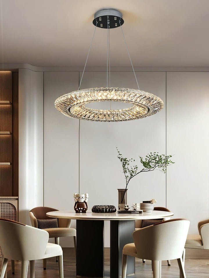 Contemporary Geometric LED Crystal Chandelier