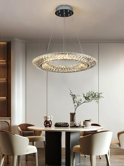 Contemporary Geometric LED Crystal Chandelier