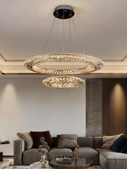 Contemporary Geometric LED Crystal Chandelier