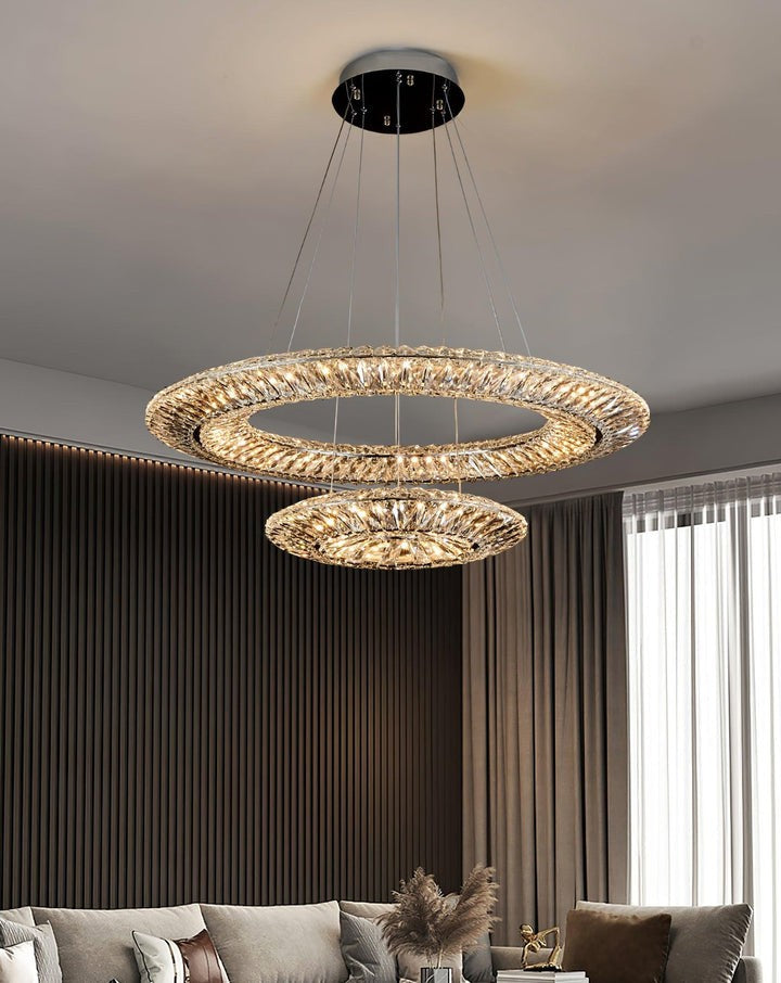 Contemporary Geometric LED Crystal Chandelier