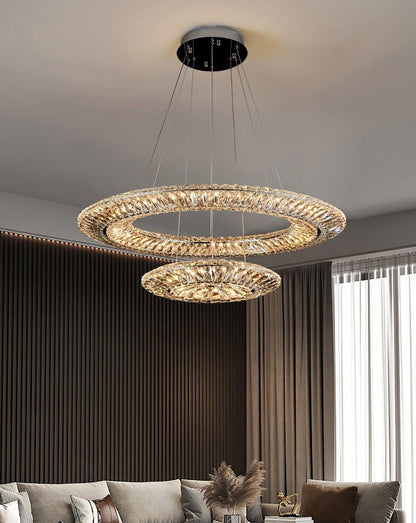Contemporary Geometric LED Crystal Chandelier