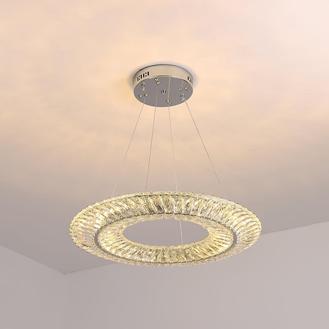 Contemporary Geometric LED Crystal Chandelier