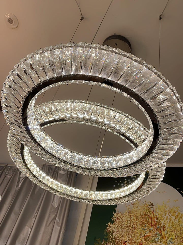 Contemporary Geometric LED Crystal Chandelier