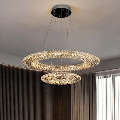 Contemporary Geometric LED Crystal Chandelier