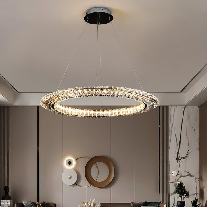 Contemporary Geometric LED Crystal Chandelier