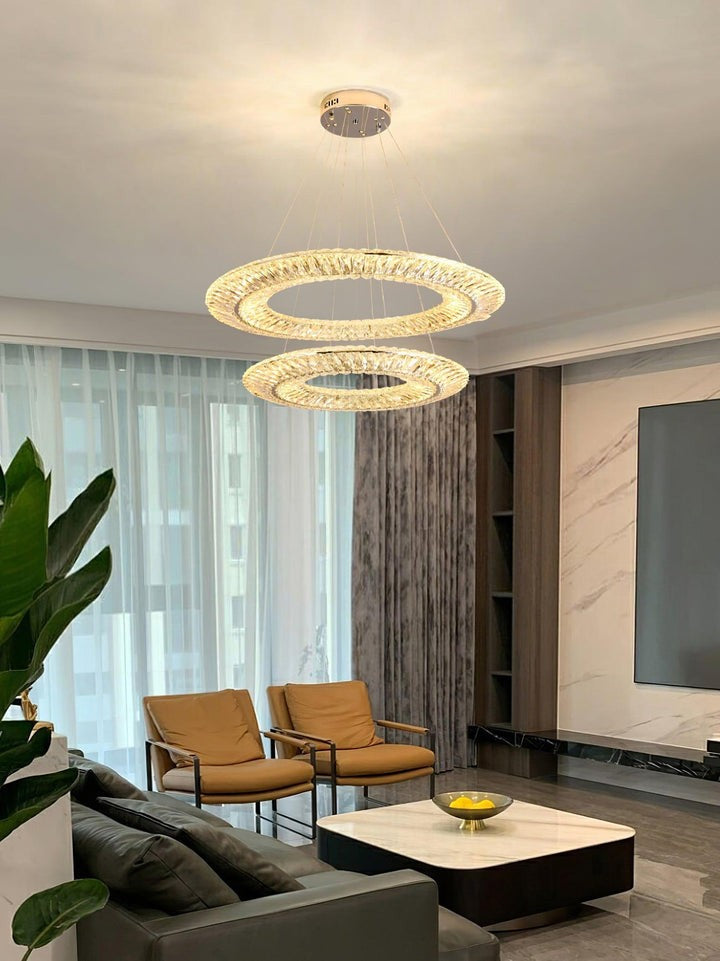 Contemporary Geometric LED Crystal Chandelier