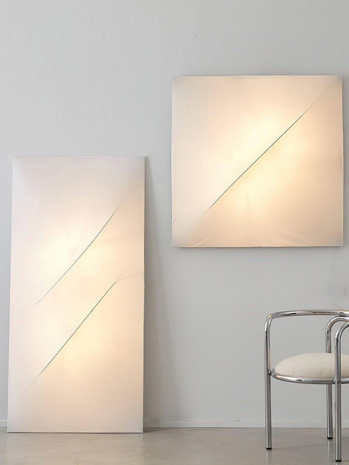 Contemporary Geometric LED Wall Sconce with Fabric Shade