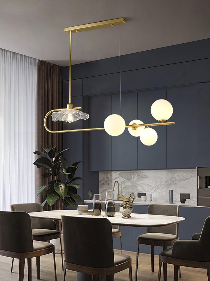 Contemporary Metal & Glass Dining Chandelier