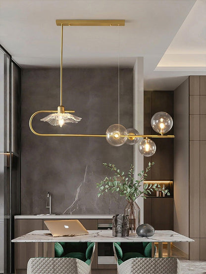 Contemporary Metal & Glass Dining Chandelier