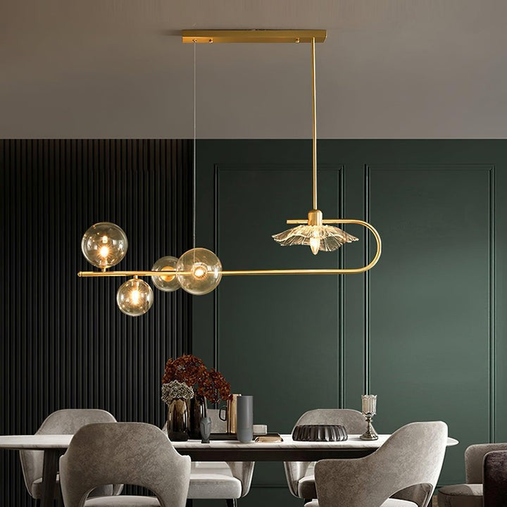 Contemporary Metal & Glass Dining Chandelier