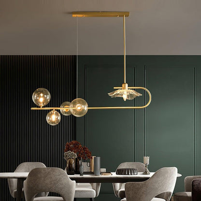 Contemporary Metal & Glass Dining Chandelier