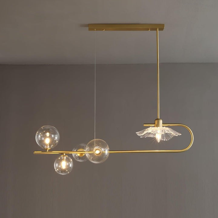 Contemporary Metal & Glass Dining Chandelier