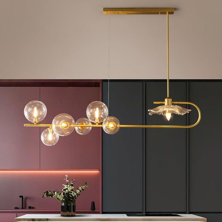 Contemporary Metal & Glass Dining Chandelier