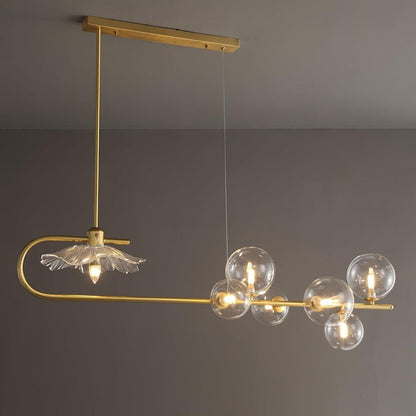 Contemporary Metal & Glass Dining Chandelier
