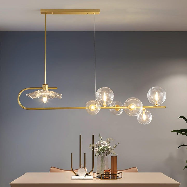 Contemporary Metal & Glass Dining Chandelier