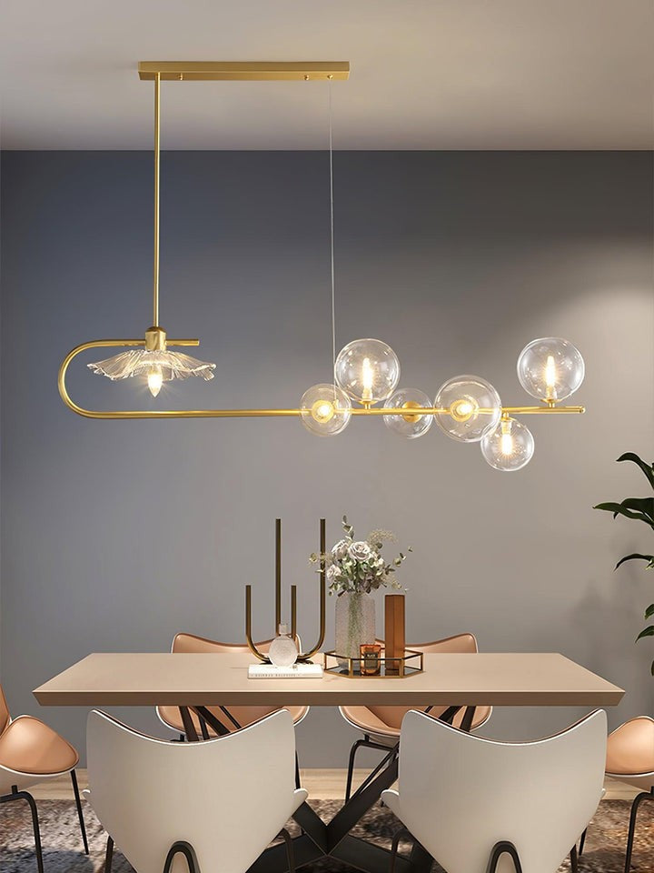 Contemporary Metal & Glass Dining Chandelier
