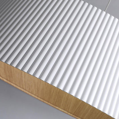 Contemporary Ribbed LED Pendant Light with Wooden Accent