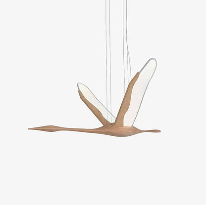 Crane-Inspired Wood & Metal LED Pendant Light