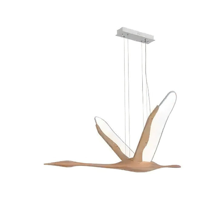 Crane-Inspired Wood & Metal LED Pendant Light