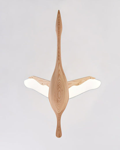 Crane-Inspired Wood & Metal LED Pendant Light