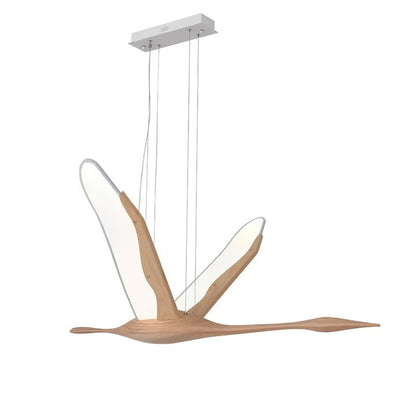 Crane-Inspired Wood & Metal LED Pendant Light
