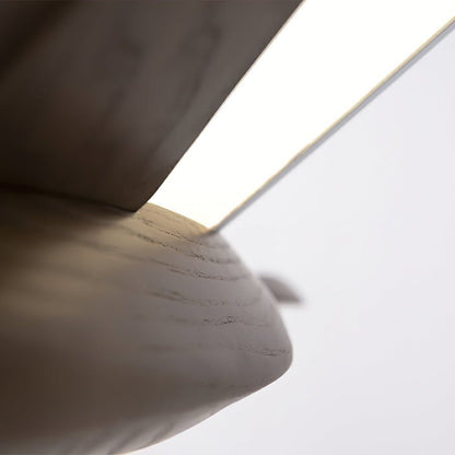 Crane-Inspired Wood & Metal LED Pendant Light