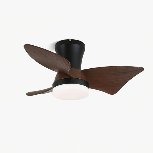 Curved Walnut Blade Ceiling Fan with Integrated LED Light