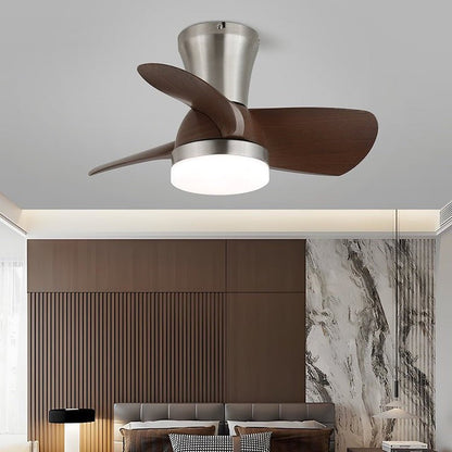 Curved Walnut Blade Ceiling Fan with Integrated LED Light