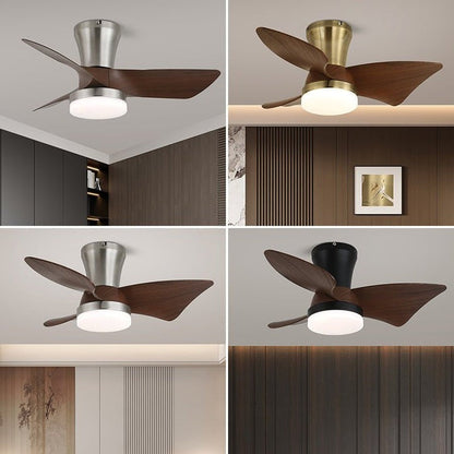Curved Walnut Blade Ceiling Fan with Integrated LED Light
