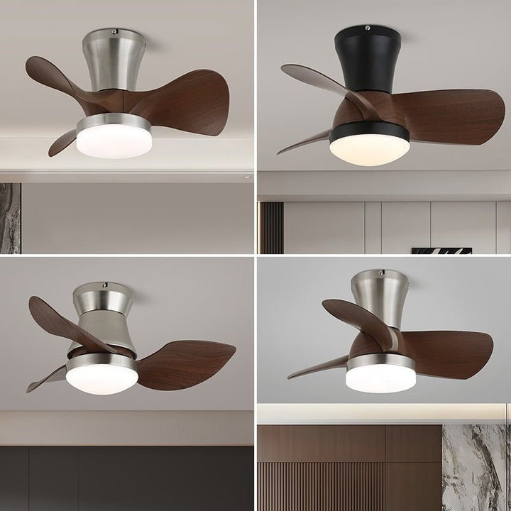 Curved Walnut Blade Ceiling Fan with Integrated LED Light