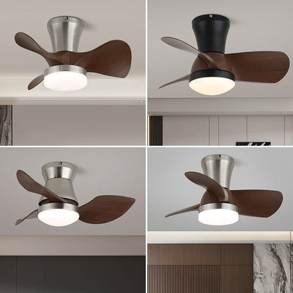 Curved Walnut Blade Ceiling Fan with Integrated LED Light