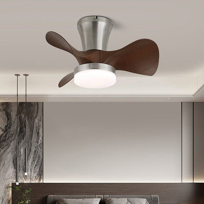 Curved Walnut Blade Ceiling Fan with Integrated LED Light
